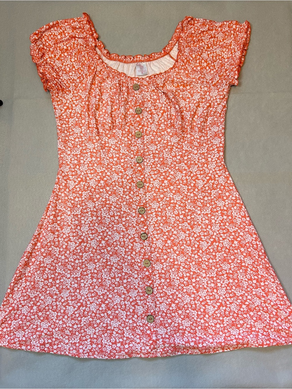 No Boundaries Coral Floral Button-Front Dress - Picture 1 of 5